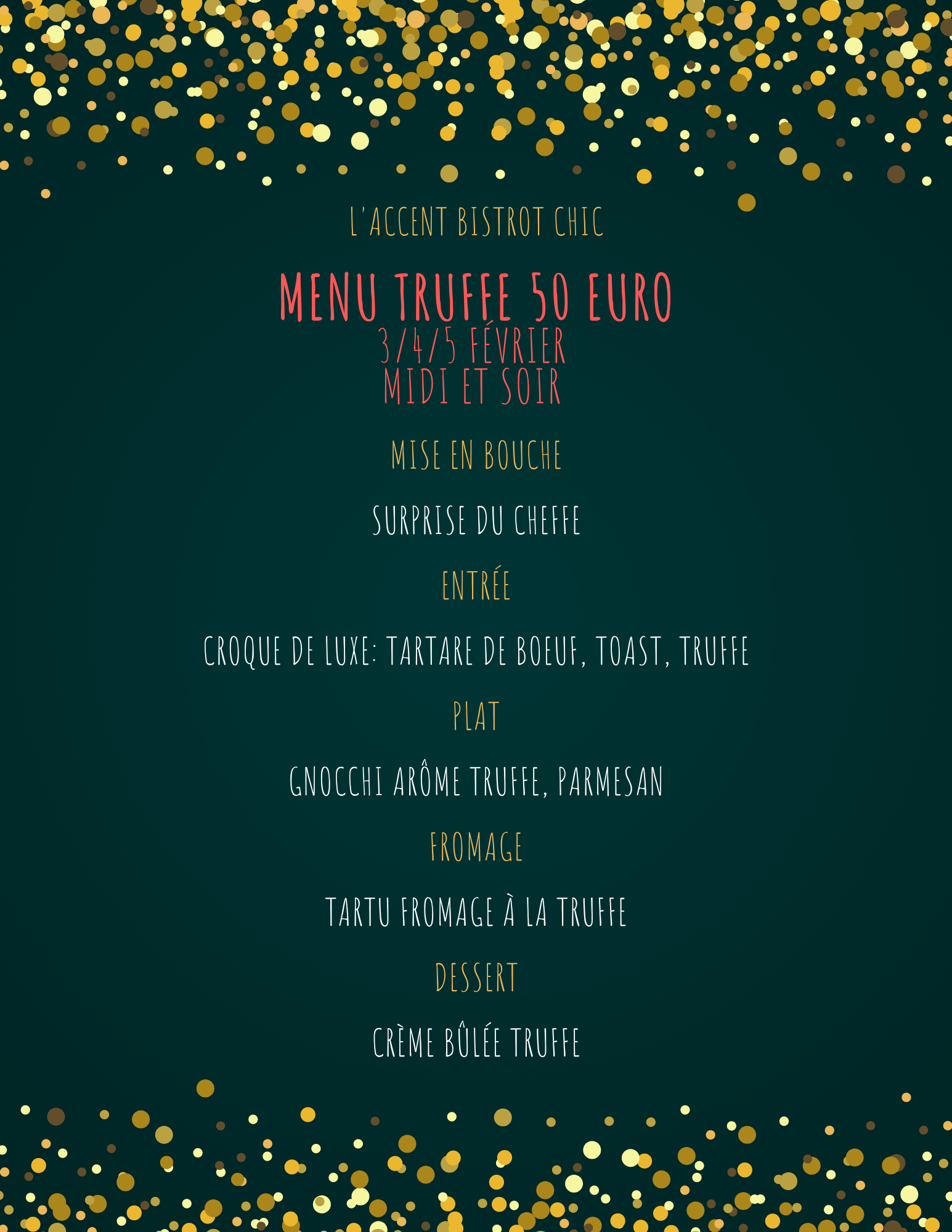 Donkergroen en Gouden Glitters Cocktailmenu